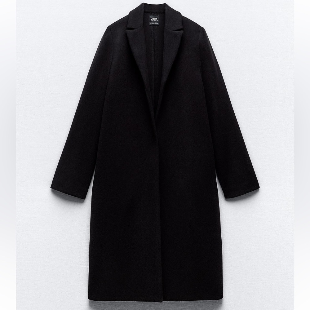 Zara felt texture black coat